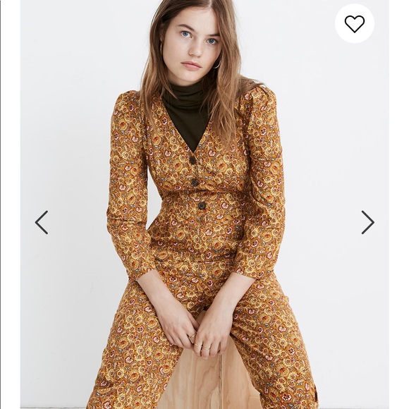Madewell Other - Madewell Corduroy puff-sleeve jumpsuit